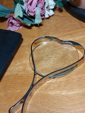 Vintage Goldtone Heart Shape Handheld Magnifying Glass